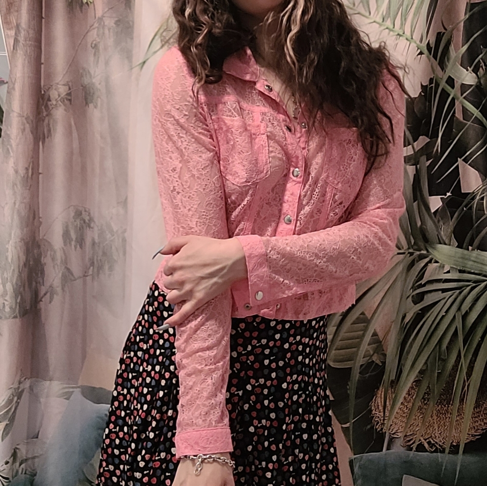Corset-Style Lace Crop Blouse